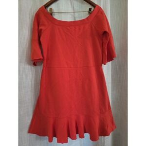 Free People Flower Market Hot Orange Off the Shoulder Dress Women's Size L NWT